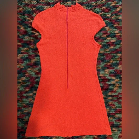 ❌SOLD❌Vintage 60’s Miss Dolphin California Orange Knit Mini Body GoGo Dress Sz M - Picture 5 of 5